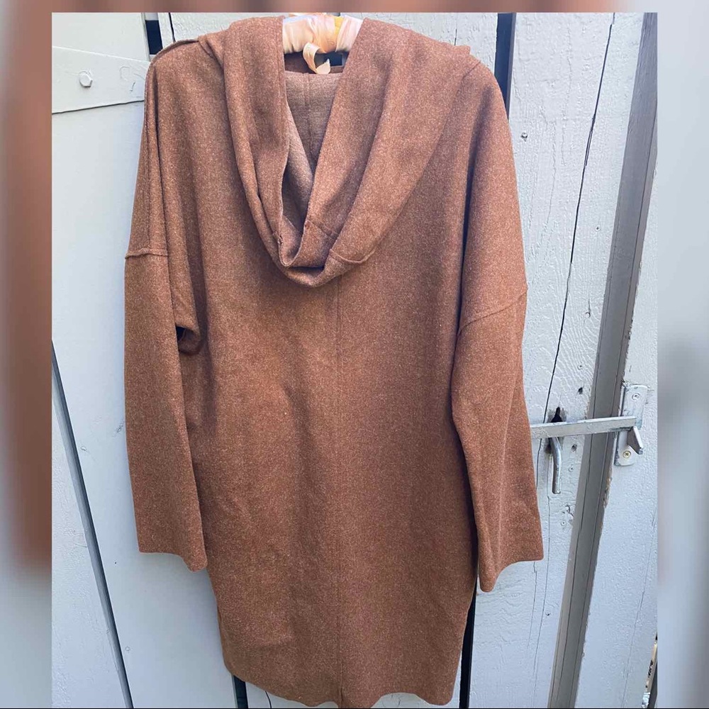 Brushed Zip Up Coat- CAMEL - Picture 5 of 8